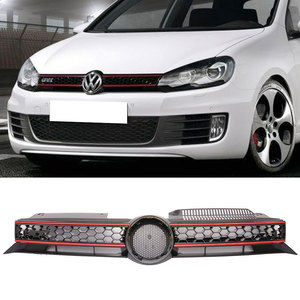 ฐาน MK6กอล์ฟสำหรับ2010-2014 VW 5Dr เจ็ทต้าสไตล์ GTI รังผึ้งสีดำตาข่ายตกแต่งสีแดงโลโก้ - Product Image 3