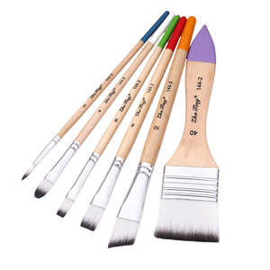 Zhuting 6 pièces Nylon cheveux acrylique peinture pinceau ensemble conception de forme différente pour les débutants <span class=keywords><strong>aquarelle</strong></span> peinture noir OEM Art fournitures - Product Image 3