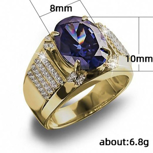 Anello da Cocktail F337 per Uomo in Oro Massiccio 18K con Zaffiro e Diamanti Taglio Brillante Rotondo in Montatura Pavé - Product Image 2