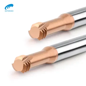 SAMHO HRC65 Three Teeth CNC Thread Milling Machine Tungsten Carbide Metric Thread End Mill Cutter for Working Stainless Steel