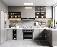 Ensemble de meubles de cuisine sur mesure pour toute la maison, en bois massif, moderne, avec éclairage LED, écologique, norme CARB P2, robuste, RTA, pour villas et maisons de luxe aux États-Unis