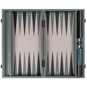 Ensemble de backgammon de <span class=keywords><strong>voyage</strong></span> en cuir de 21 pouces avec serrure - Product Image 1