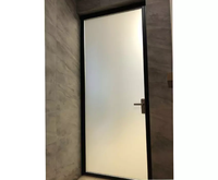 Portes d'entrée battantes en verre en aluminium moderne de haute qualité Porte de salle de bain moderne en aluminium Porte battante