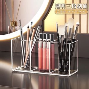 Acrylic <b>Makeup</b> Brush Holder With Pearls Desktop Cosmetic Storage Organizer Transparent Simple Style For <b>Dressing</b> <b>Table</b> - Product Image 4