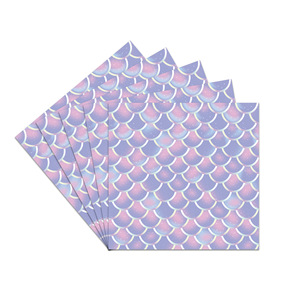 Mermaid Style Disposable Party Supplies Kit Paper Cups Plates Napkins <b>Purple</b> Scale Design Birthday Party Decorations Children's - Product Image 4