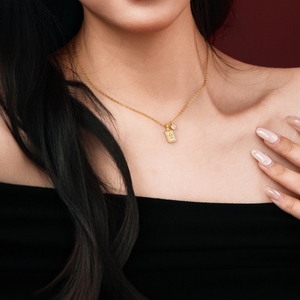 Dylam Joyería Fina de Moda, Cadena de Plata 925 con Zirconia 5A, Collares con Colgante de Palabra China que Significa Enriquecerse para Mujer - Product Image 5