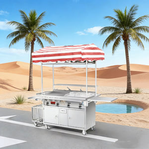 Chariot de service alimentaire extérieur résistant à la rouille en acier inoxydable 4 roues convertible avec grill intégré et chauffage Garantie de 2 ans - Product Image 1