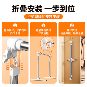 Aluminum Alloy Mini <b>Clothes</b> <b>Rack</b> Adjustable Telescopic Rod Floor Standing <b>Drying</b> <b>Rack</b> For Balcony Bay Window - Product Image 4