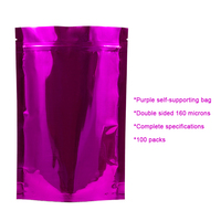 Pochettes debout en aluminium de couleur brillante, sacs debout à fermeture éclair pour le stockage des aliments