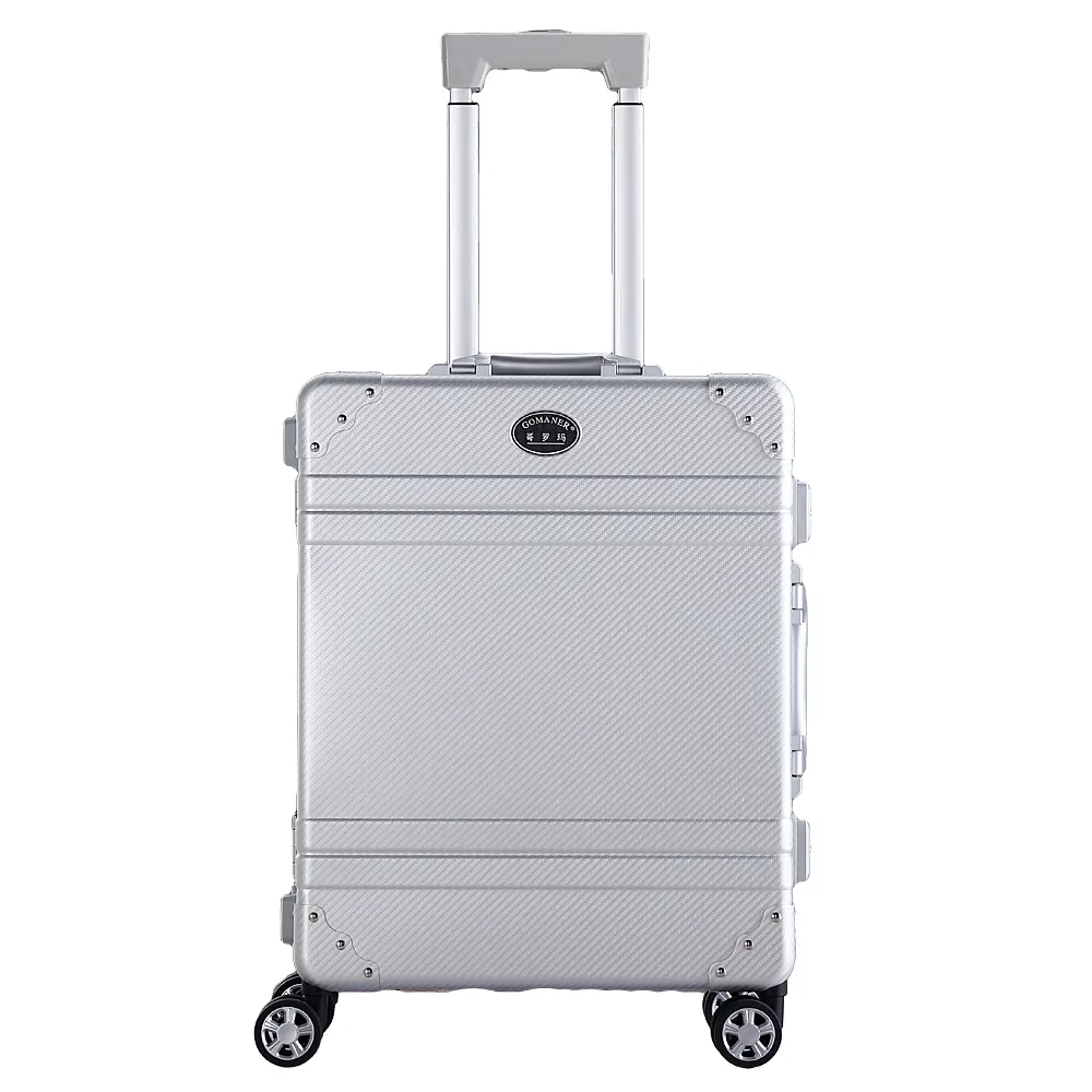 À la mode argent valise TSA Serrure 360 degrés roue pleine en aluminium voyage bagage à main