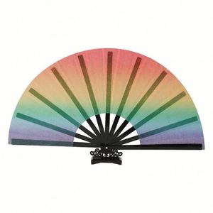 Éventail en bambou et plastique écologique de 33 cm, motif Kung Fu Tai Chi, doré scintillant, pour la danse carrée et le fitness en studio - Product Image 3