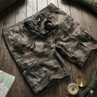 Pantalon court pour homme en coton camouflage, taille élastique, coupe 3/4, personnalisé en usine, idéal pour l'été