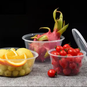 Zwart Of Transparant Levering Snelle Ronde Dozen Voedsel Wegwerp Container Voedsel Opslag Plastic Bento