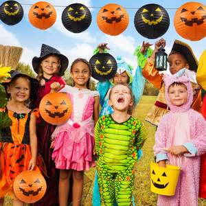 Linterna Nicro Naranja, Cilindro Artificial, Linternas de Papel de Calabaza para <span class=keywords><strong>Halloween</strong></span>, Lámpara de Papel Hecha a Mano, Decoración para Colgar en la Pared - Product Image 5