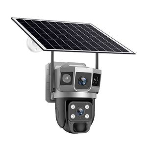 กล้องวงจรปิด V380 Outdoor 4MP พลังงานแสงอาทิตย์ เลนส์สามมุมมอง ไฟคู่ มองเห็นในเวลากลางคืน รองรับการจัดเก็บข้อมูลบนคลาวด์ พร้อมระบบอินเตอร์คอม - Product Image 1