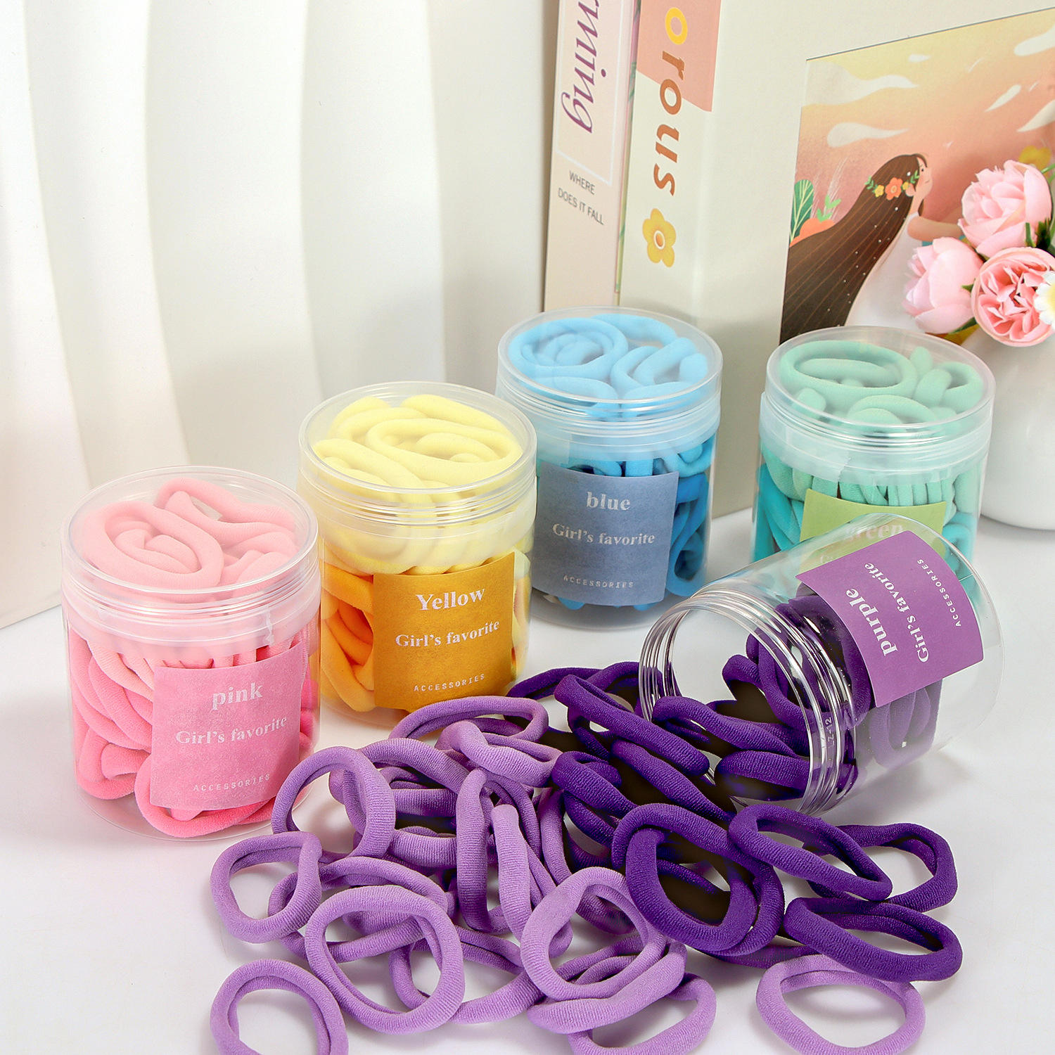 7x8ถังขนาดกลางที่มีสีสันผ้าเช็ดตัวแหวน1ถัง