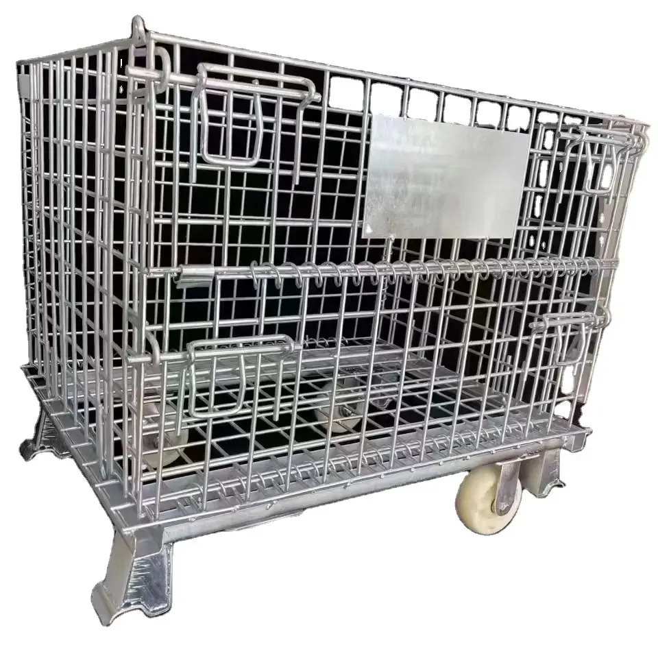 Hochwertige hochbelastbare Stahldraht-Gitterboxen industrieller Netzbehälter faltbarer stapelbarer Käfig Palettenbox-Lager