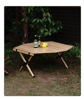 Table octogonale en hêtre pour rouleau d'oeufs Table pliante d'extérieur Ensemble de chaises Portable Camping Barbecue Table pliante en bois massif