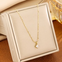 Collar con Colgante de Moda Chapado en Oro de 18k, Acero Inoxidable, Zirconia Cuadrada, Resistente al Agua, Joyería Fina para Mujer