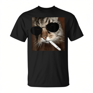 Cat Meme Wearing Sunglasses And Smoking <b>Cigarette</b> Gangster Cat T-Shirt - Product Image 2