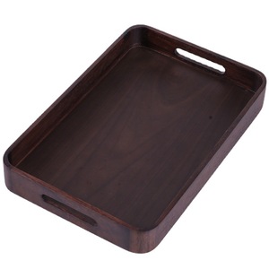 Walnut Wood Rectangular <b>Tray</b> With Handles For <b>Tea</b> Serving And Snacks Storage - Product Image 5