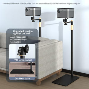 Support de projecteur mural dissimulé Siying PB11 noir, hauteur réglable, plateau de 25x25 cm, ceinture de levage, plateau de chevet, utilisation domestique - Product Image 5