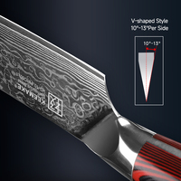 Couteau de chef KEEMAKE Damascus 6,5 pouces, extra tranchant, 67 couches d'acier Damas, couteau de cuisine, couteau à découper, manche ergonomique en G10