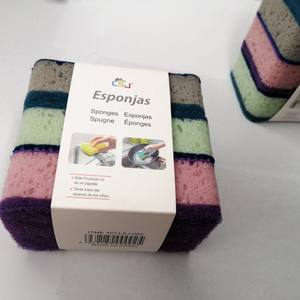 ฟองน้ำทำความสะอาดในครัวเรือนแผ่นฟองน้ำขัดสองด้านหนาความหนาแน่นสูง3ชิ้น - Product Image 5