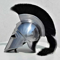 Casque grec coréen authentique en acier doux, finition polie, armure de chevalier antique avec détails noirs pour cosplay et reconstitution historique