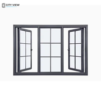 Ventanas Abatibles de Aluminio con Marco Negro, Doble Acristalamiento, Resistentes a Impactos, Estilo Americano Moderno, Aislamiento Térmico con Argón
