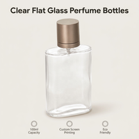 Bouteilles de parfum en verre à pompe à sertir à capuchon mat de 100mL à épaule plate avec courbe