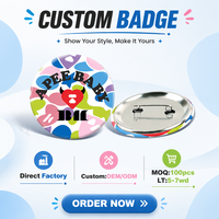 Badge rond en étain personnalisé avec impression numérique couleur intégrale, style moderne et antique |   Souvenir d'événement pour fans de marque de mode OEM