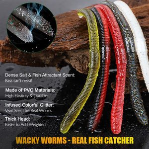 सॉफ्ट प्लास्टिक मछली पकड़ने वाले कृमि. के लिए नरम प्लास्टिक मछली कीड़े बेस ट्राउट लचर, भंडारण मामले के साथ पूर्ण स्नान सेट का उपयोग करें - Product Image 2