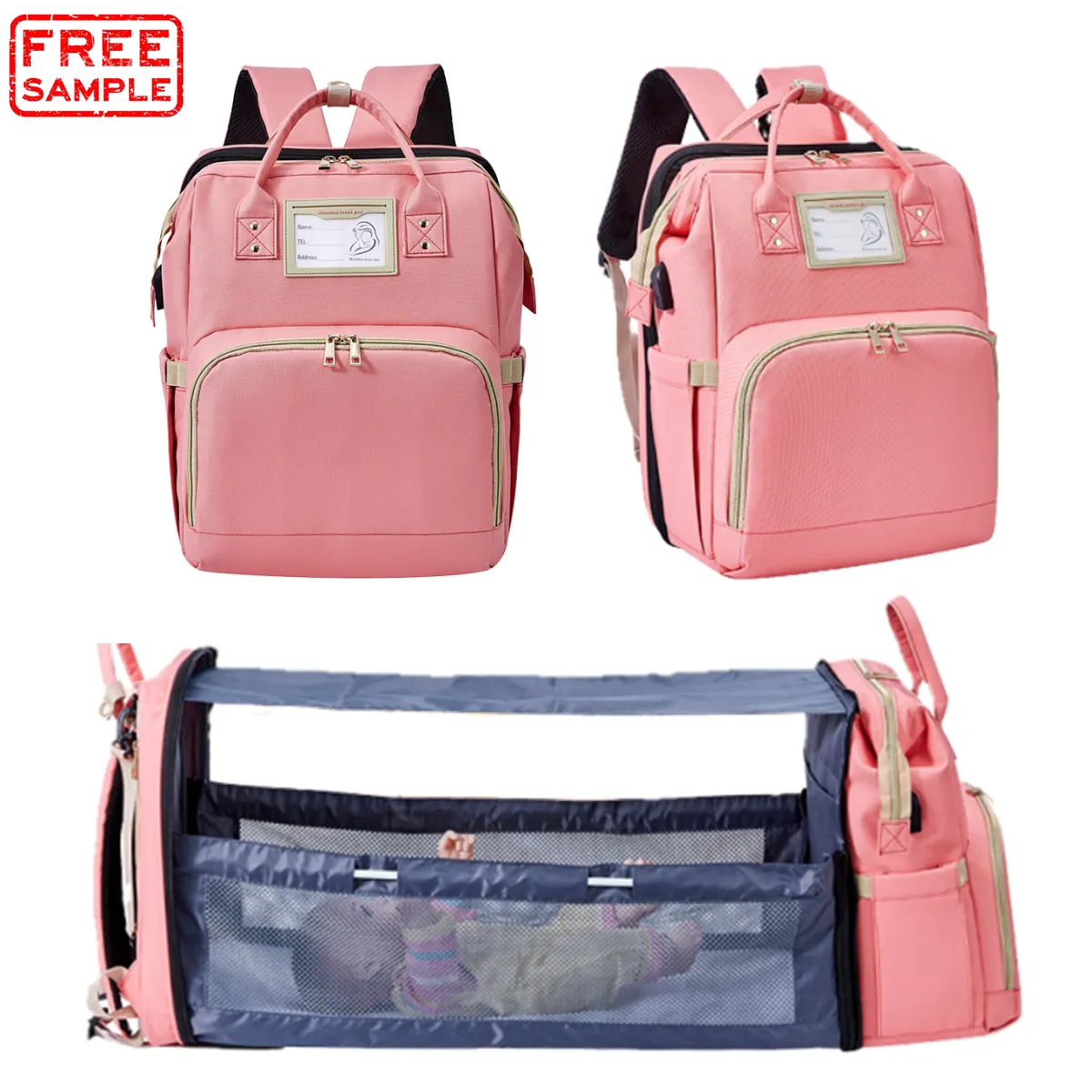 Large capacity hand bill of lading shoulder mother and baby backpack fashion mom bag baby diaper bag
