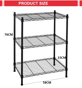 Adjustable 3 Tier Heavy Duty Black <strong>Metal</strong> <strong>Shelf</strong> Wire <strong>Shelf</strong> Wire Shelving <strong>Unit</strong> - Product Image 2