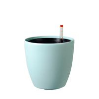 Pot de fleurs auto-arrosant pour bureau, en PP moulé par injection, avec indicateur de niveau d'eau, rond, mat, pour intérieur, maison ou bureau