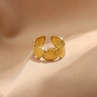 Anneaux ouverts en acier inoxydable à design géométrique Gaovo pour femmes, plaqués or 18 carats, revêtement PVD, résistants à l'eau, résistants à la décoloration, minimalistes