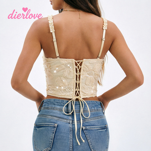 Dierlove Corsé Amarillo con Bordado Floral de Encaje, Top Bustier, Lencerí<span class=keywords><strong>a</strong></span> Moldeadora, Lencerí<span class=keywords><strong>a</strong></span> de Diseñador Floral, Lencerí<span class=keywords><strong>a</strong></span> Sexy de Lujo - Product Image 4