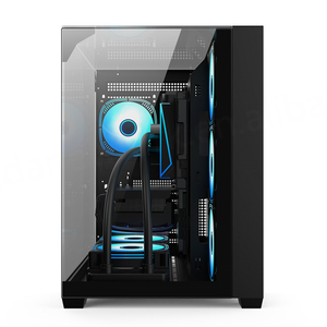 เคสคอมพิวเตอร์เกมมิ่ง Black Steel ตัวเครื่องทำจากเหล็ก SPCC หนา 0.7 มม. แผงกระจกนิรภัยแบบสามด้าน รองรับระบบระบายความร้อนด้วยน้ำแบบคู่ขนาด 360+240 มม. รองรับการติดตั้งการ์ดจอแนวตั้งขนาด 400 มม. - Product Image 4