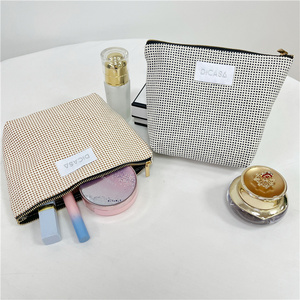 Bolsa de Maquillaje Cosmética de Lujo Ecológica, Tejida, Cuadros, de Lona Gruesa con Cierre, Estilo Personalizado para Viaje - Product Image 4