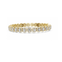 Bracelet tennis unisexe de luxe en or massif 14 carats plaqué argent, serti de diamants synthétiques de laboratoire taille radiant avec halo, cadeau idéal