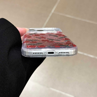 Casing HP INS Creative Design Cute Cherry Liquid Quicksand dengan Tali Gantungan untuk iPhone 17 16 ProMax 15, Anti Benturan