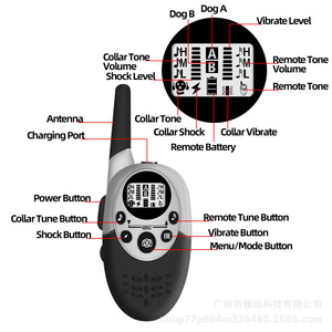 Electric Shock <b>Vibration</b> Dog Collar 1000M <b>Remote</b> Rechargeable Anti-Barking Device Set for Dog Training - Product Image 5