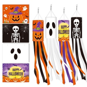 Decoraciones de Halloween transfronterizas: Cataventos de tela, guirnaldas de viento para patio, estilos de calavera/murciélago/calabaza/fantasmas para exteriores - Product Image 5