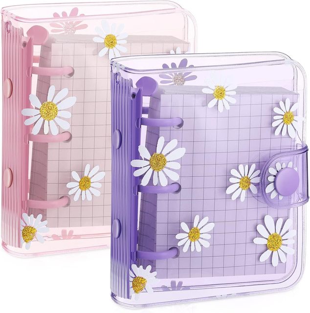 Cute 3 Rings Mini Pocket Notebook PVC Cover Small 3 Holes Loose Leaf Rings Binder