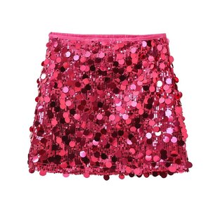 Minifalda de lentejuelas de gasa transpirable informal de verano para mujer europea americana diseño de línea A 100% poliéster - Product Image 5