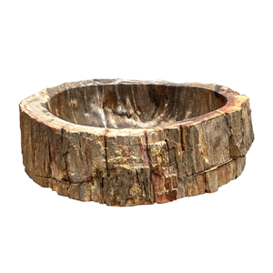Lavabo de salle de bain en bois fossile naturel brun vieux de plusieurs milliards d'années - Product Image 4