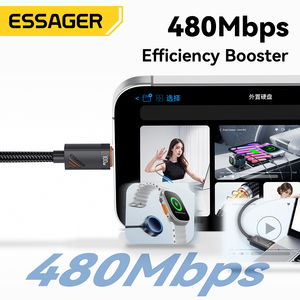 ESSAGER Pd 100W Max telefono cellulare tipo <span class=keywords><strong>C</strong></span> a <span class=keywords><strong>C</strong></span> <span class=keywords><strong>3</strong></span> in 1 cavo di ricarica dati <span class=keywords><strong>3</strong></span> in 1 cavo di ricarica Usb con caricatore orologio - Product Image 3