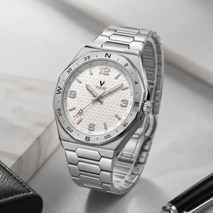 Montre à double fuseau horaire GMT pour homme, en acier inoxydable, quartz, lumineuse, étanche, montre de sport de voyage - Product Image 2