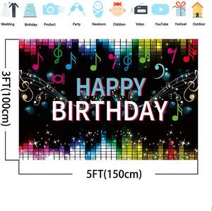 Fondo de Fotografía con Símbolos Musicales, Sonido de Percusión, Notas Musicales, Piano, Escenario Musical, Fiesta de Cumpleaños Infantil, PhotoBooth - Product Image 3